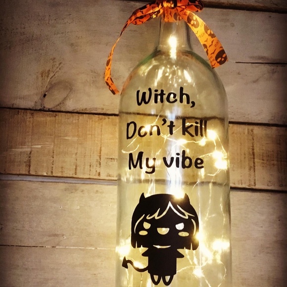 Handmade- Witch Vibe logo lighted wine bottle - Picture 3 of 10